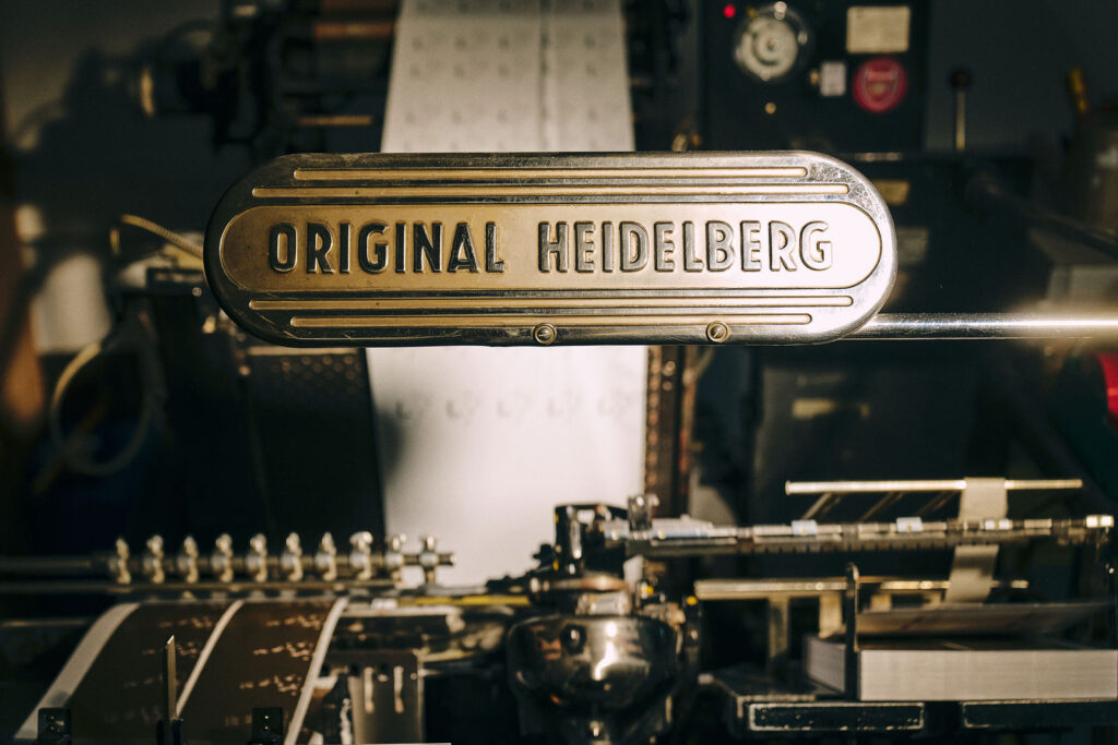 Original Heidelberg-mærket på DESLERS' gamle digelpresse