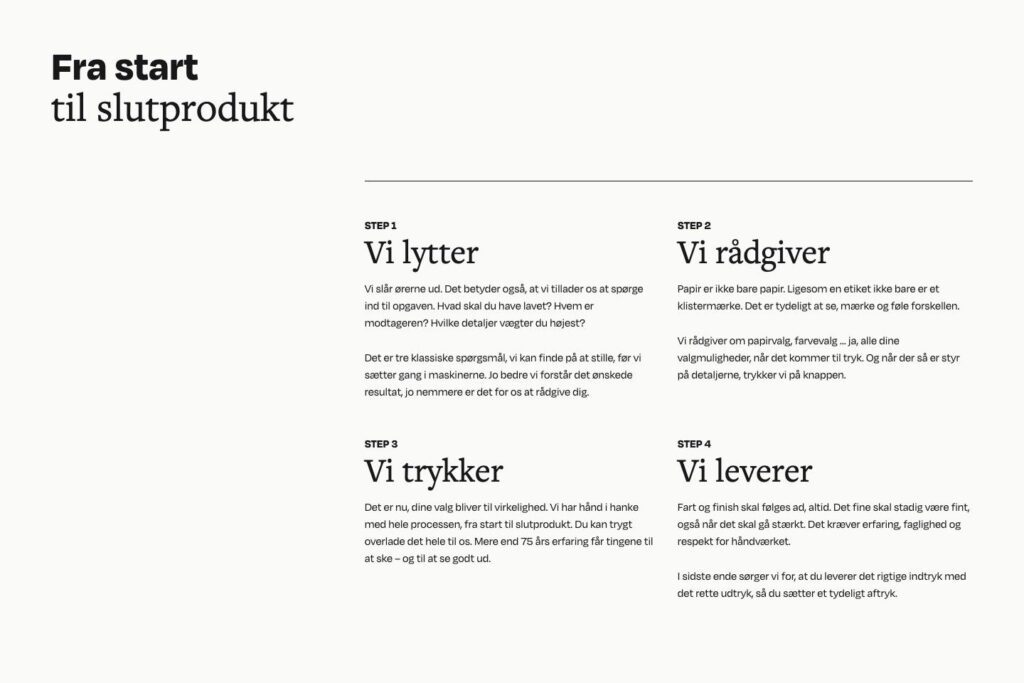 Fra start til slutprodukt – de fire trin på deslers.dk